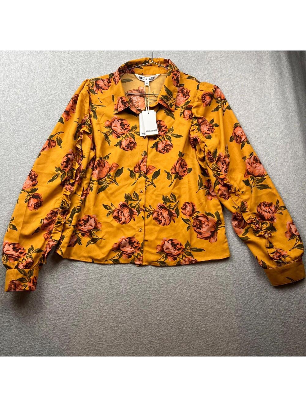 Walter Baker Women Blouse Size M Floral Romantic Puff Sleeve Peasant Cottagecore